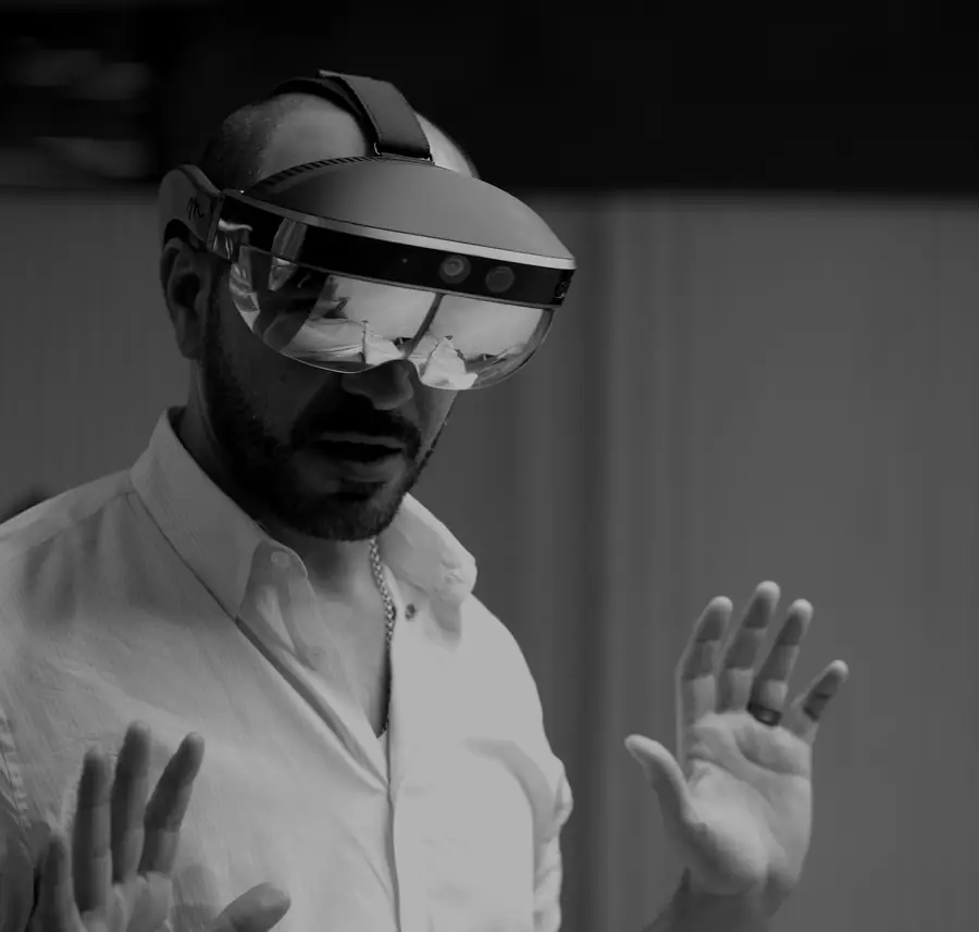 Joe demoing an augmented reality headset
